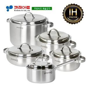 키친아트 프리미오3(IH) 통삼중(3PLY)냄비 곰통5종SET(10PCS)