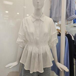 [밸리걸]여름 스판 스모킹 셔링 카라 블라우스 (804771) _EPT
