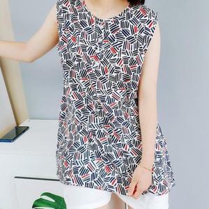 엄마옷  꽃무늬 면나시 여름 얇은 아사면 빅사이즈