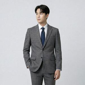 [BY파크랜드][by파크랜드]그레이 체크 모혼방 스트레치 수트셋업-A5SS2310414A_A5PS2310380A