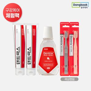 동국제약 덴트릭스 구강케어 체험팩(덴트릭스 150g 치약 2개+색상랜덤 잇몸칫솔2개+가글액 250ml)