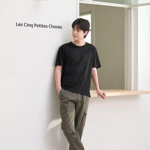 [우일인견]남성 여름 데일리룩 인견 심플 라운드 반팔티