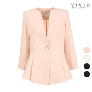 [비비드 시크릿가너]VIVID 여성 여름 노카라 7부원버튼 정장 자켓