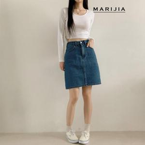 [마리지아][MARIJIA] 데일리 콩 밴딩 청치마_MDEB25036