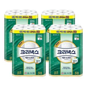4개 크리넥스데코소프트 데코소프트롤화장지 부드러운질감 WFKR8GE