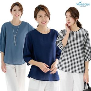 (윈드본) [~2XL] 인견 7부소매 블라우스 빅사이즈 17종 택1
