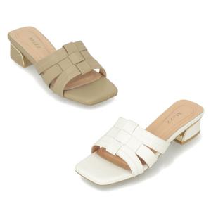 [정상가 159,000원] 엘칸토 여성 격자 꼬임 뮬 3cm LCWW23M326
