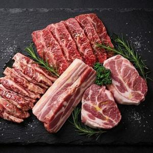 갤러리아_캠핑 스타트 세트 800g 한돈 삼겹살 목살 소고기 갈비살 부채살