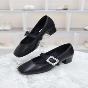 [블리아르]소가죽 사각 큐빅 밴딩 메리제인 펌프스 4cm BLMD500246_GN