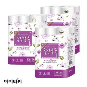 아이티씨 꽃잎감촉 3겹화장지 27mX30롤X3팩