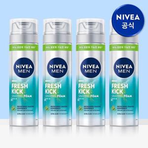 [니베아 공식] 니베아 맨 프레시 킥 쉐이빙폼 200ml 4개