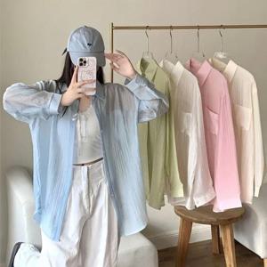 4컬러 봄 여름 휴양지룩 데일리 시스루 셔츠 남방 WFN388Y