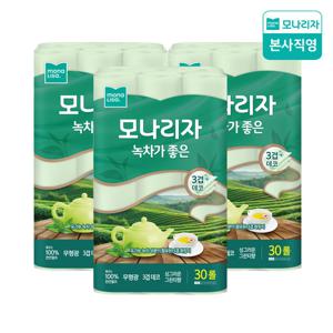 모나리자 녹차가좋은 3겹 25M*30롤 3팩 천연펄프 화장지