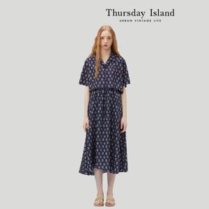 [써스데이아일랜드]패턴 셔츠레이어 슬리브리스 원피스(T234MOP648W)