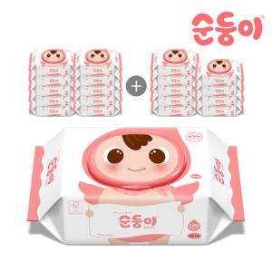 [순둥이]S-nBpC/베이직 무향 엠보싱 물티슈 캡형 100매 20팩