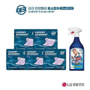[테크][테크]한장빨래 효소캡처 라벤더 세탁세제 5팩+욕실용 세정제 500ml.