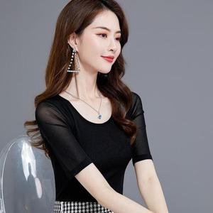 [깨비몰] 여성 반팔 라틴라인댄스 소매시스루 티셔츠