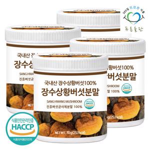 [푸른들판] 국내산 장수 상황 버섯 분말 가루 70gx4통 목질진흙버섯 상목이버섯 차