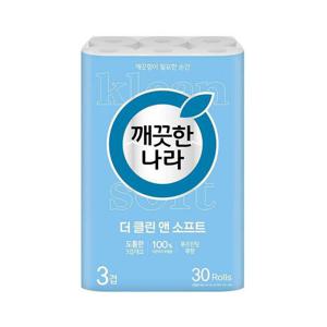 갤러리아_깨끗한나라 더 클린앤소프트 3겹 더블쿠션엠보 30m 30롤