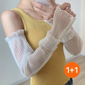 1+1 쉬폰 레이스 여성 시스루 팔토시 운전 쿨토시 손등커버 골프 야외 스포츠 여름 자외선차단 쿨링 냉감