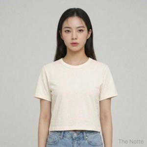 디노테 텐션 세미크롭 반팔티 크롭티 면티 라운드티셔츠 WFOHMJP