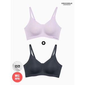 [크로커다일 이너웨어]라이크라 인견쉘론 몰드부착 더블스트랩 브라 1+1 CDWBR5N3536
