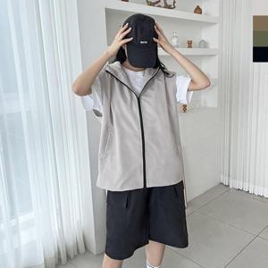 [179st.w]GSS SF1020W 여자 오버핏 고프코어 후드 바람막이 조끼