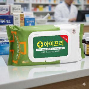 [살균소독티슈] 아이프리 소독티슈 대용량 100매 5팩 손소독 살균티슈 캡형 에탄올함유