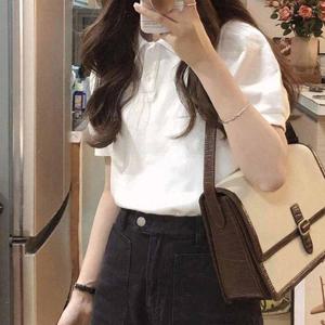 린넨 티셔츠 깔끔 스트라이프 여성반팔티 면카라 WFKBWXG