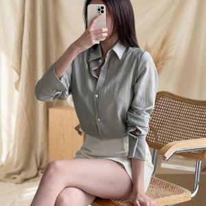 [다잇템]여성 시스루 나일론 긴팔 루즈 셔츠 여름용_25458399_588872