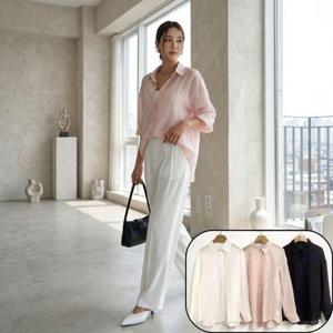 그라네아 시스루 텐셀 셔츠 루즈핏 여리핏 살안타템 남방 3color WFOA33R