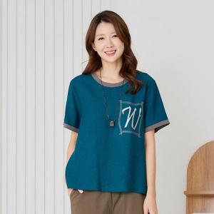 [우일인견]여성 여름 데일리룩 인견 포인트 배색 보잉블라우스