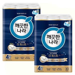 갤러리아_깨끗한나라 4겹 순수 프리미엄 더퍼스트 25m 30롤x2팩