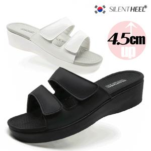 국산 발편한 여성 4.5cm 통굽 쿠션 슬리퍼 발등조절 스트랩 여자 사무실 병원 간호사화 키높이 신발 KS034