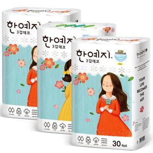 3겹 데코 천연펄프 화장지 27m 30롤 3팩