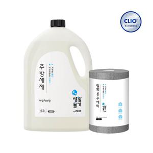 크리오 생활물가 주방세제 레몬민트향 4.2L x1개+일회용 수세미 120매 x1개