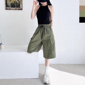 여자 여행 일상 오버핏 6부 카고반바지 WFK844W