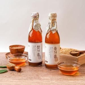 순수 통참깨 저온압착 참기름350ml 2병+들기름350ml 1병 총3병