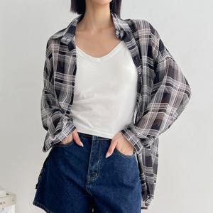 ★HIT상품★시스루 간절기 여성 셔츠 오버핏 봄~가을