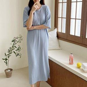 [마미누리]첼시 주름롱원피스 반팔 여름원피스 플리츠 임산부원피스