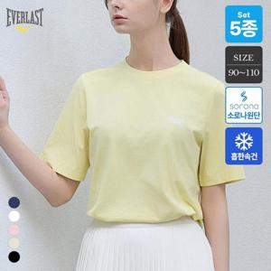 5종세트 에버라스트 여름 여성 복원력이 우수한 냉감 소로나 반팔티셔츠 5컬러 Bon-2655s5