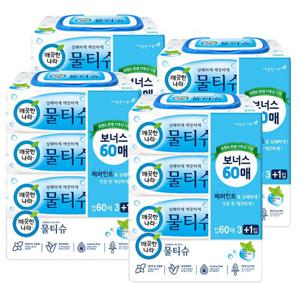 깨끗한나라 페퍼민트 물티슈 기획 캡60매 4입 4팩