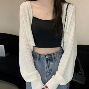 여자가을코디 여성 흰색 펀칭 볼레로 봄 여름 휴양지 바캉스