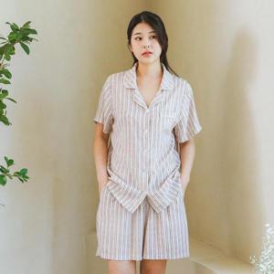 [기타브랜드]여성 인견 쿨 냉장고 여름 반팔 카라 파자마 잠옷 세트 IWS7121