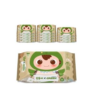 [순둥이]생분해물티슈 그린에디션 아기물티슈 휴대 리필형 20매 12팩/Ra휴12