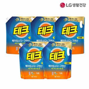 [테크][무료배송] [테크] LG생활건강 테크 베이킹소다+구연산 액체세제(드럼) 리필 2L3개 +1.8L2개
