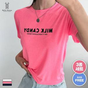 3종세트 벨라도나 국산 여성 밀크캔디 찰랑 레이온 스판 반팔 티셔츠 이너티 BLN26_NMT13s3