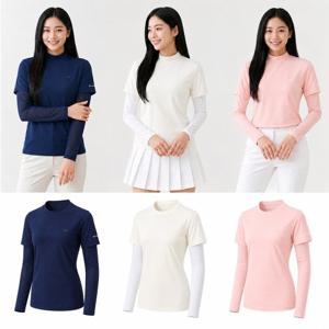 [파라고나] 여성 냉감 반목 쿨티 프리미엄 일체형 토시티셔츠 3종 A26T213