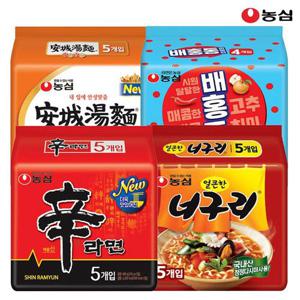 농심 신라면5봉+너구리5봉+안성탕면5봉+배홍동비빔면4봉_