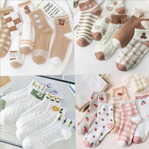 곰돌이 여성 중목 양말 패션 여자 중목 양말 귀여운 캐릭터 WFNXMWG